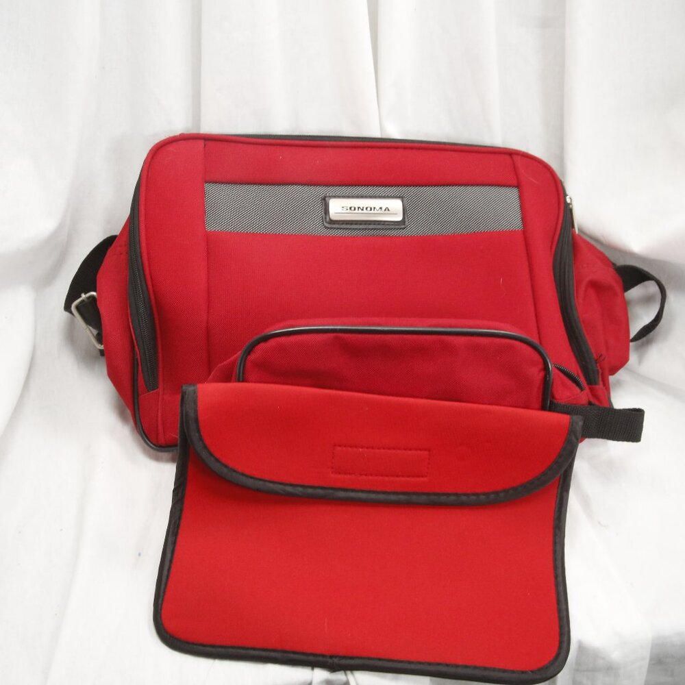 Sonoma, red carryon/laptop bag, with black a sliver accents